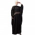 Party wear Kaftan abaya with embroidery work- Black-Gold